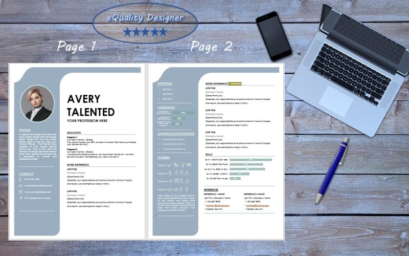 Avery Talented Professional Multipurpose Modern Resume Template Portfolio