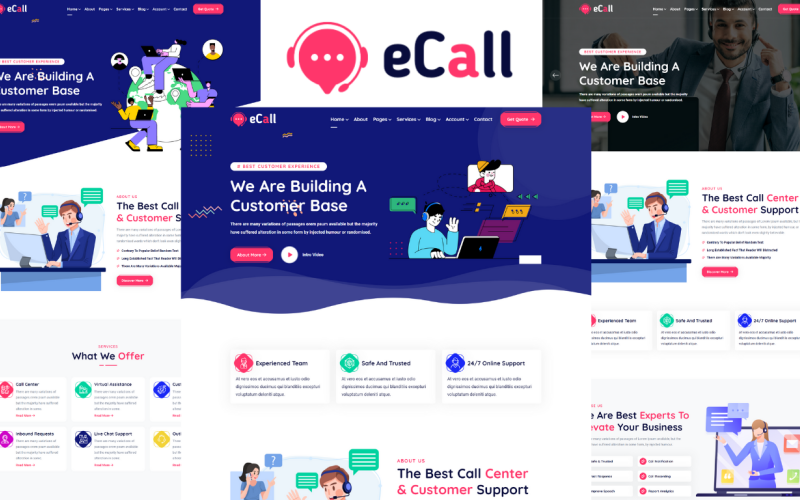 eCall - Modèle HTML5 d'entreprise de centre d'appels