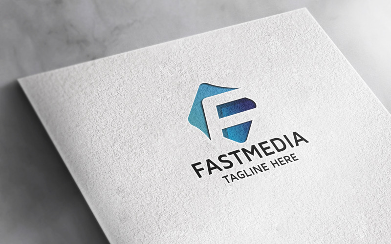 Logotipo letra F de mídia rápida profissional