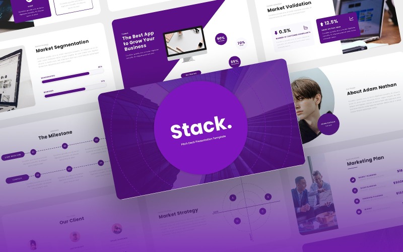 Stack - Multifunctioneel pitchdeck Sjablonen PowerPoint presentatie