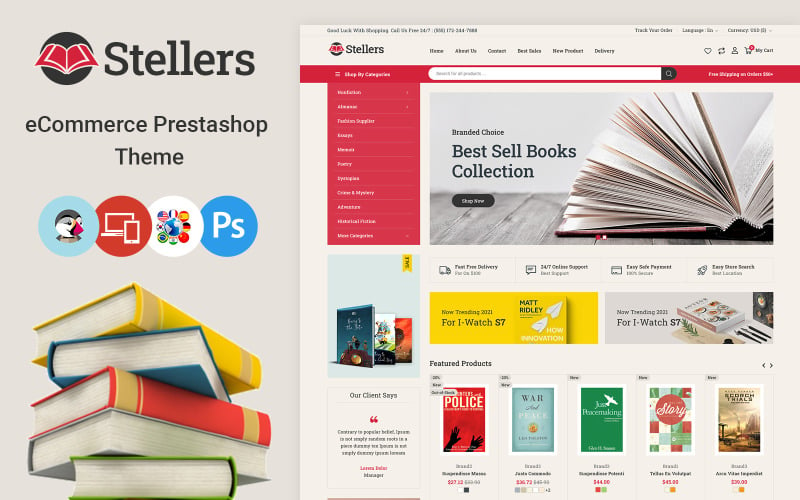 Stellers Books & Stationery Store PrestaShop Theme