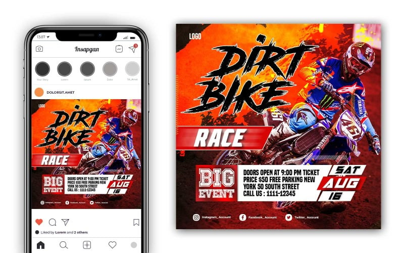 Dirt Bike Race közösségi média sablon