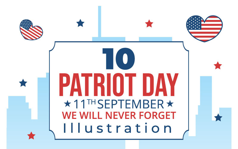 Ilustración de celebración de 10 Patriot Day USA