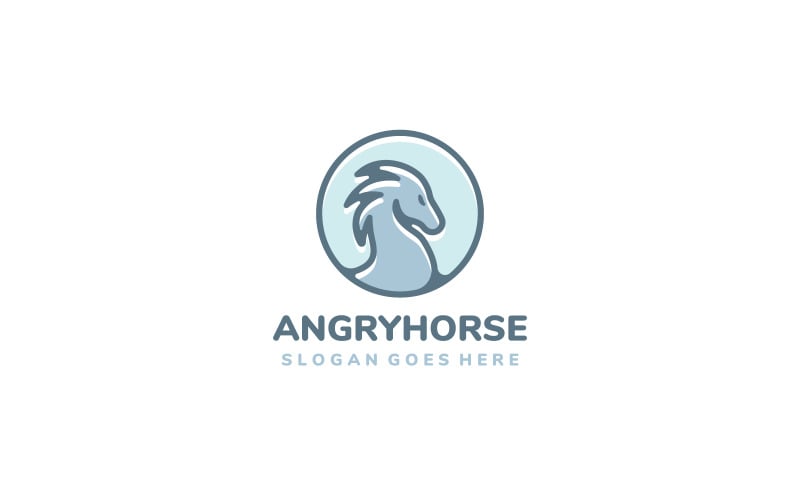 Plantilla de logotipo de caballo enojado