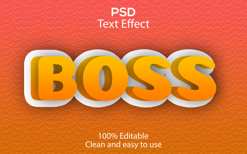 Capo | Effetto testo Psd modificabile Boss | Boss moderno Primo effetto testo Psd