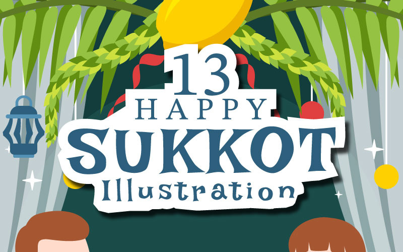 13 Jüdischer Feiertag Sukkot Illustration