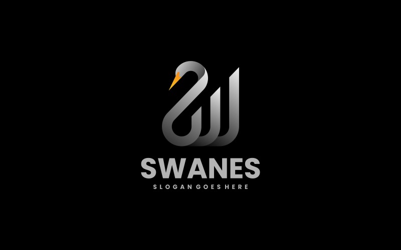 Modèle de logo dégradé de ligne de cygne