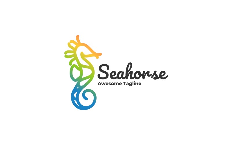 Caballito de mar línea arte logotipo colorido