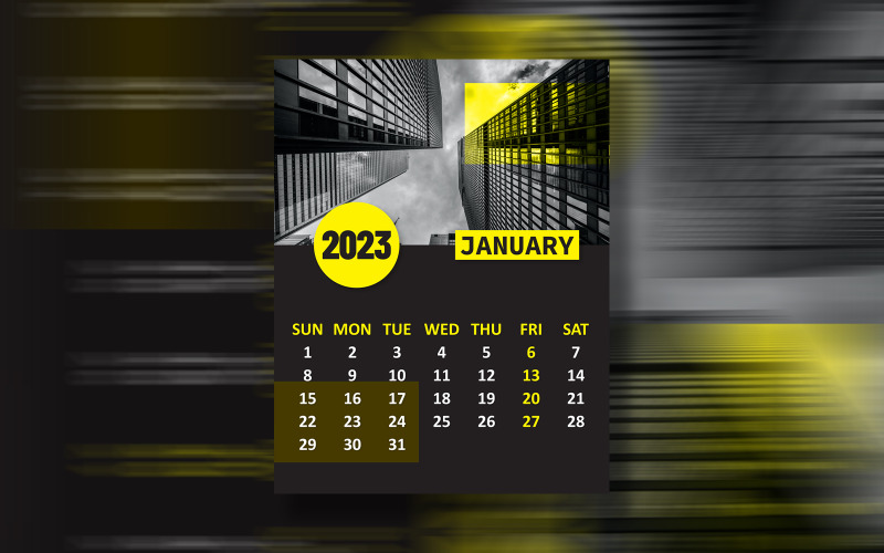 Calendrier annuel 2023 Print Ready Eps Vector Design