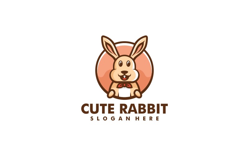 Cute Rabbit Simple Mascot Logo Design - TemplateMonster