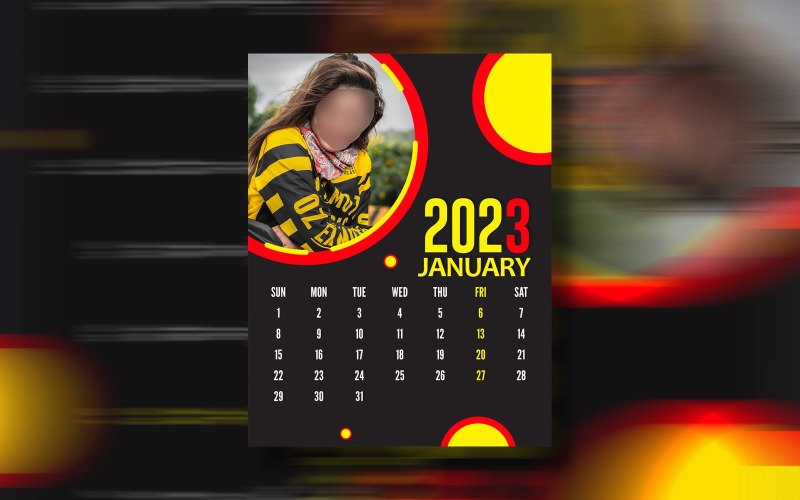 Éves naptár 2023 Nyomtatásra kész Eps vektorsablonok