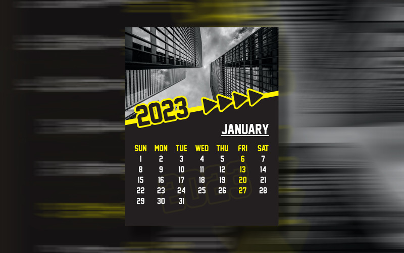 Jahreskalender 2023 Print Ready Eps Vector Template Design