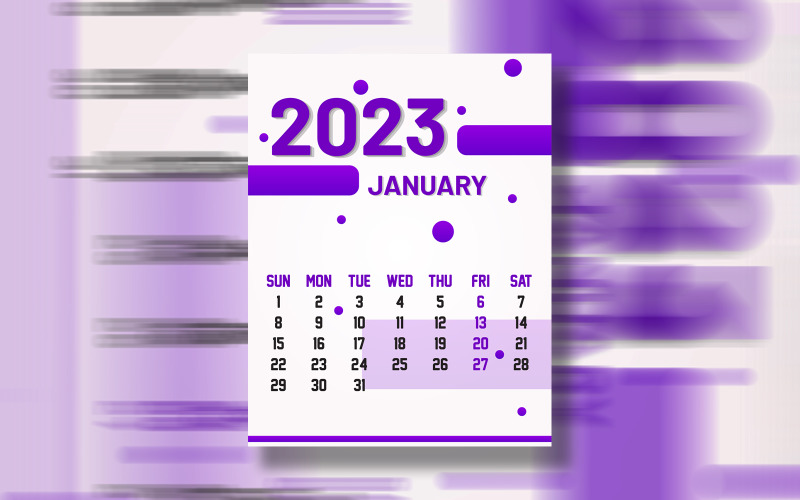 每年最小日历 2023 打印就绪 Eps 矢量模板