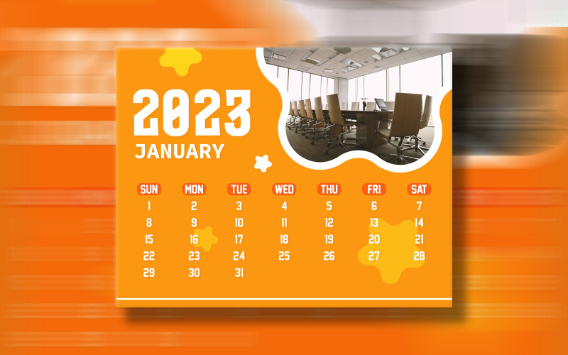 2023 年新年日历打印就绪 Eps 矢量模板