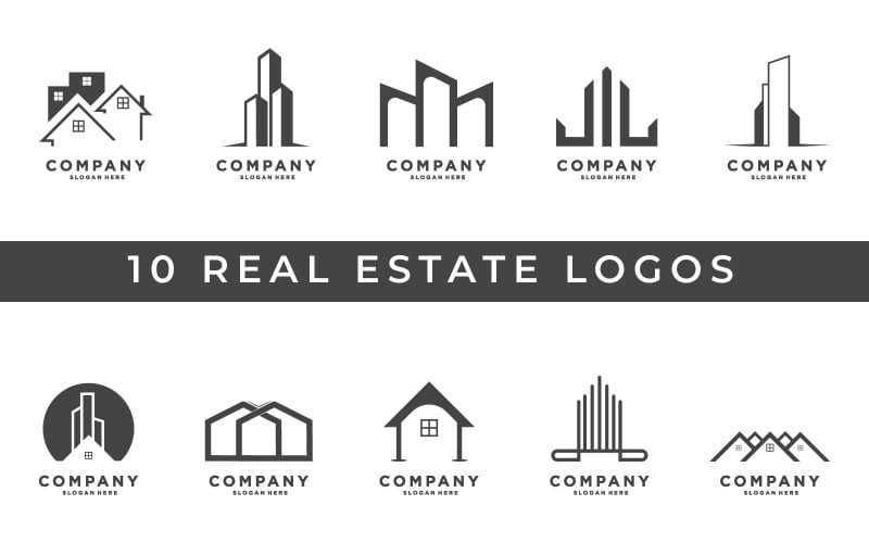 Plantilla de conjunto de diseño de logotipo de bienes raíces