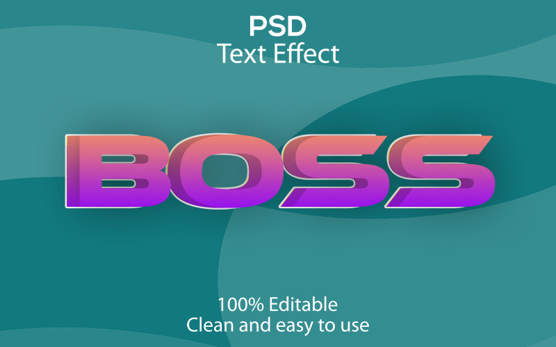 Szef | Szef 3D | Edytowalny efekt tekstowy Psd Boss | Nowoczesny efekt tekstowy Boss Psd