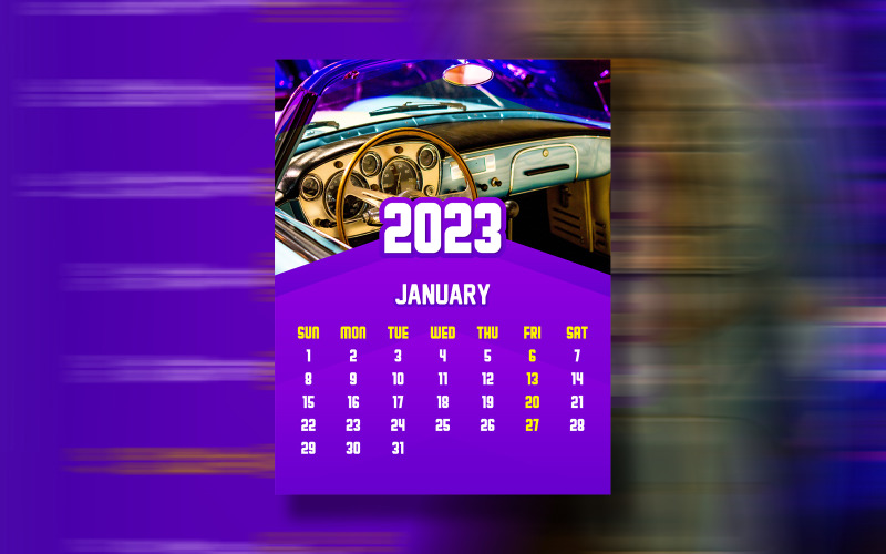 12 Monate Kalender 2023 Druckfertige Eps-Vektorvorlage