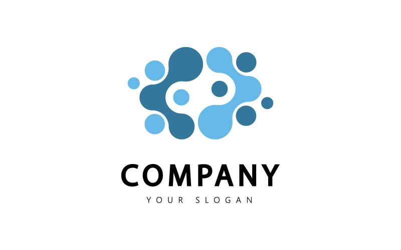 Sinal de laboratório de ciência Resumo azul turquesa cor ciência logotipo molécula vector logo. V4