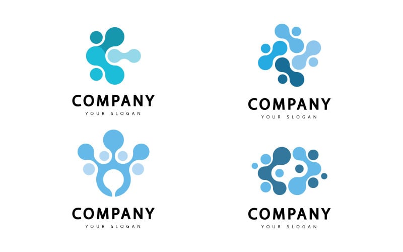 Sinal de laboratório de ciência Resumo azul turquesa cor ciência logotipo molécula vector logo. V5