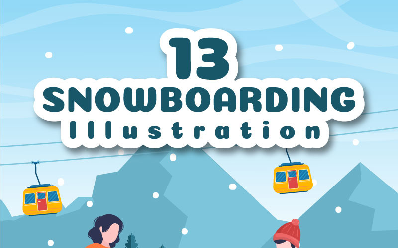 13 Snowboard tevékenység illusztráció
