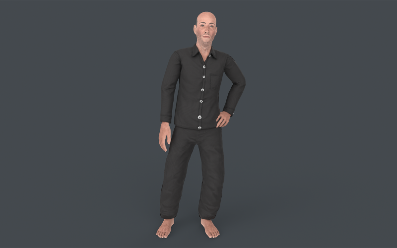 Старик 3D Lowpoly Модель персонажа
