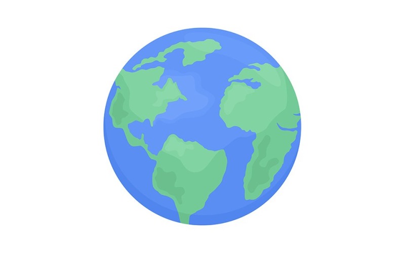 Objeto de vetor de cor semiplana modelo Terra esférica