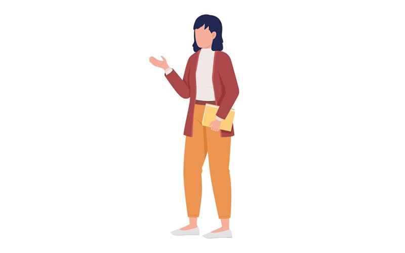 Personnage de vecteur de couleur semi-plat de tuteur personnel féminin