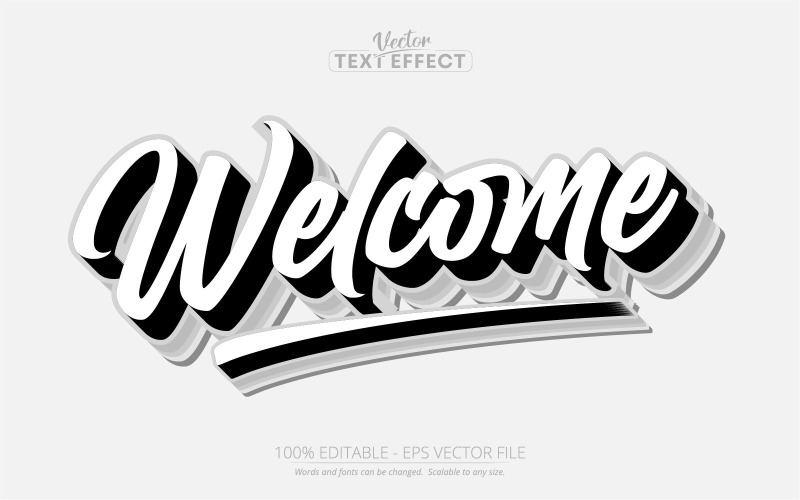 Bienvenue - Effet de texte modifiable, style de texte minimaliste, illustration graphique