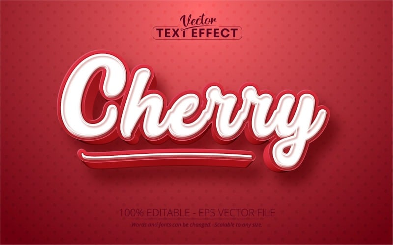 Cherry - редактируемый текстовый эффект, мультяшный стиль текста, графическая иллюстрация