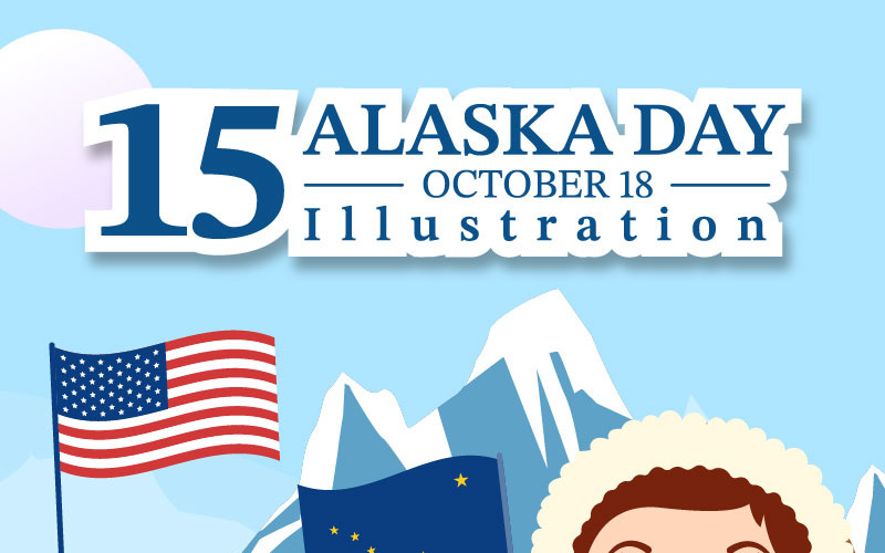 15 Glückliche Alaska-Tagesillustration