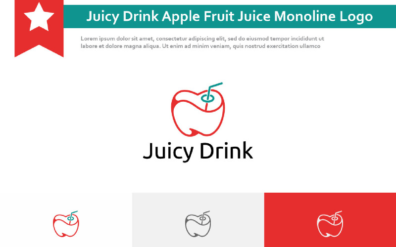 Juicy Drink Apple Fruit Juice Monoline Logo TemplateMonster