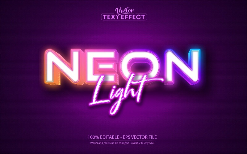 Luz de neón: efecto de texto editable, estilo de texto de neón, ilustración gráfica