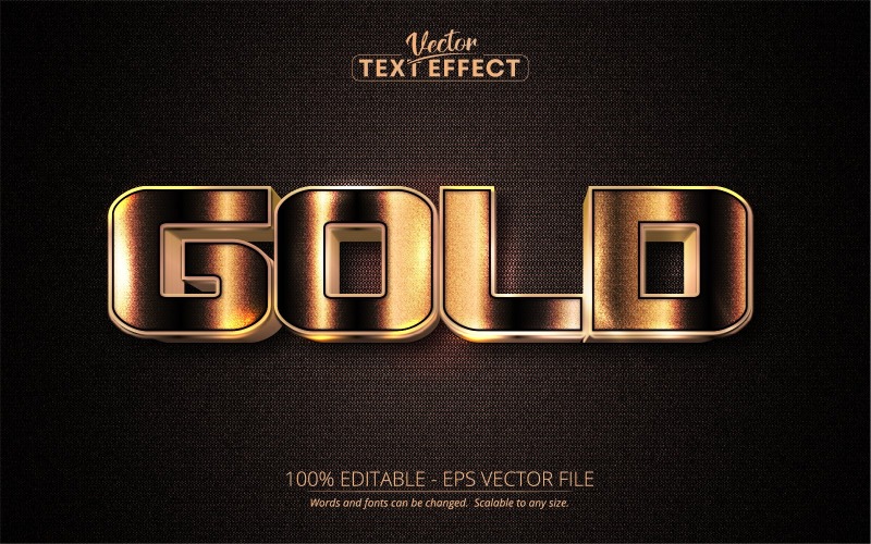 Oro: efecto de texto editable, estilo de texto dorado, ilustración gráfica