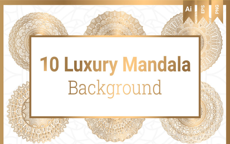 10 Luxus-Mandala-Vektor mit goldenem Hintergrund