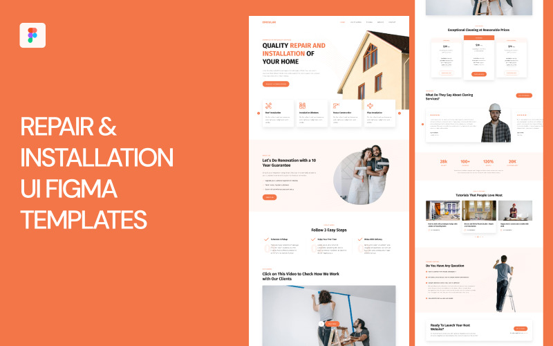 Reparatur- und Installations-UI-Figma-Vorlage