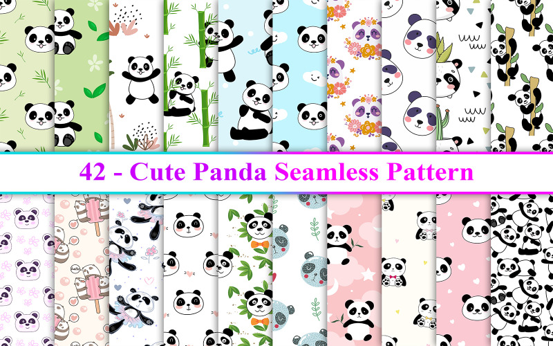Cute panda seamless pattern, Cute panda Background