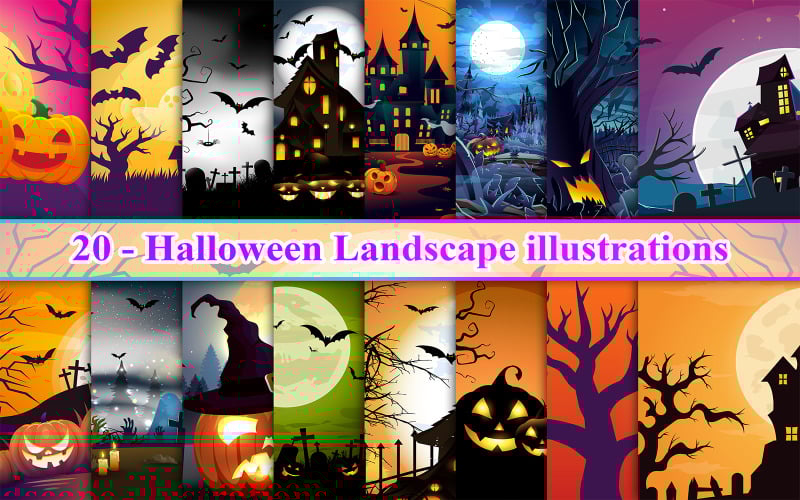 Halloween-Landschaftsillustration, Halloween-Hintergrund