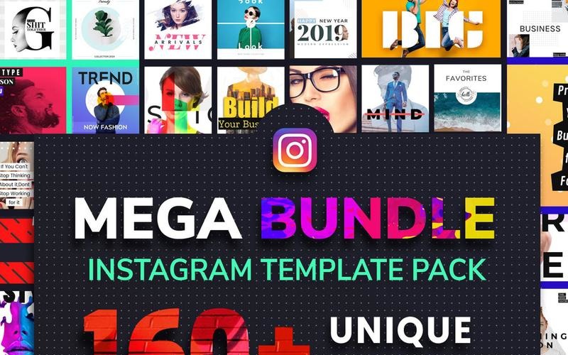 Instagram-Post-Vorlagenpaket. 160 PSD-Dateien