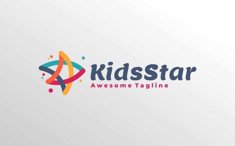 Красочный логотип Kids Star Line Art