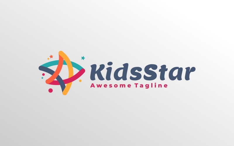 Logo coloré d'art de ligne d'étoile d'enfants
