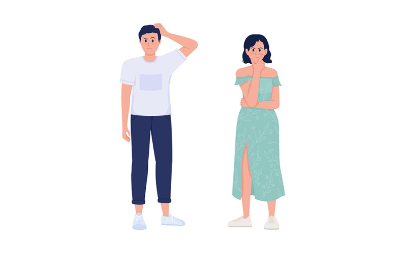 Conjunto de caracteres vectoriales de color semiplano pensativo