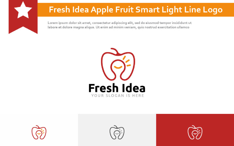 Färsk idé Apple Fruit Smart Light Line Logotyp