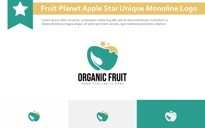 Logo de boisson alimentaire pomme verte aux fruits biologiques