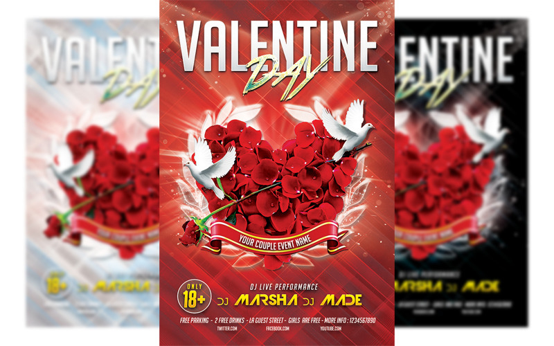 Valentines party flyer template #4