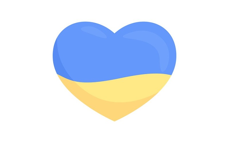 Amor Ucrania elemento de vector de color semi plano