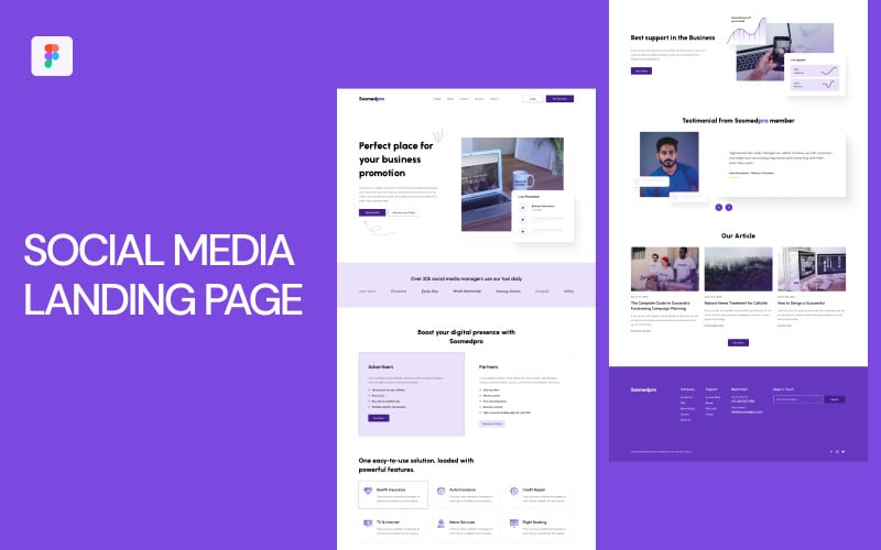 Modello di pagina di destinazione dei social media