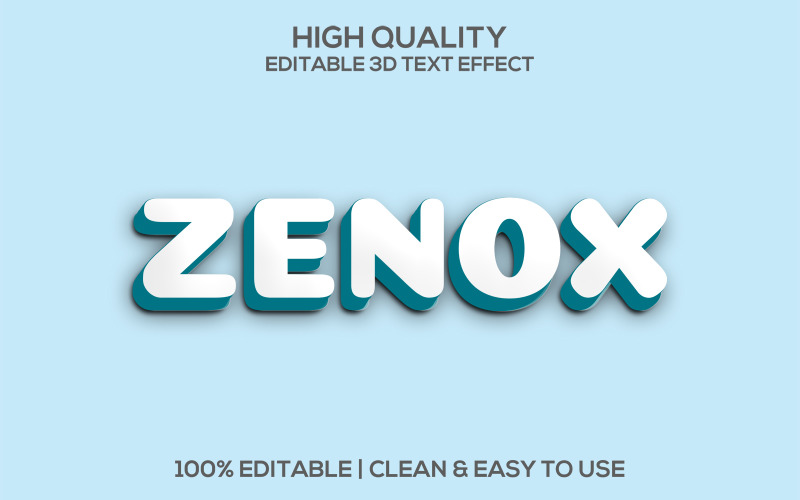 泽诺克斯 | Zenox 卡通文字样式 3D Zenox 可编辑 Psd 文本效果 |现代 Zenox Psd 字体样式