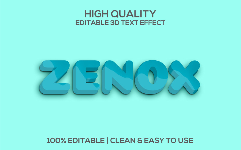 Zenox | 3D Zenox Cartoon Psd Text Style | Zenox redigerbar texteffekt | Modern Zenox Psd Font Style