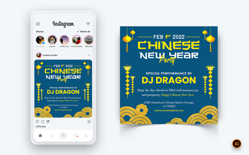 Design del post sui social media per la celebrazione del capodanno cinese-06