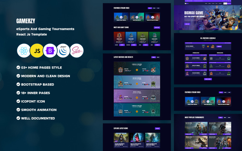 Gamerzy - Sjabloon voor eSports en gaming React Js